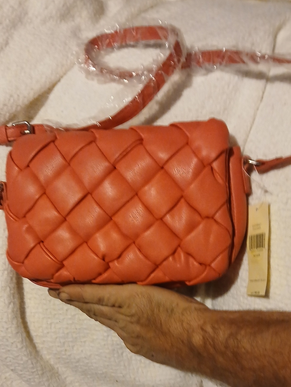 Collections 18 brand Woven Crossbody Clutch Bag - Coral Pink New
